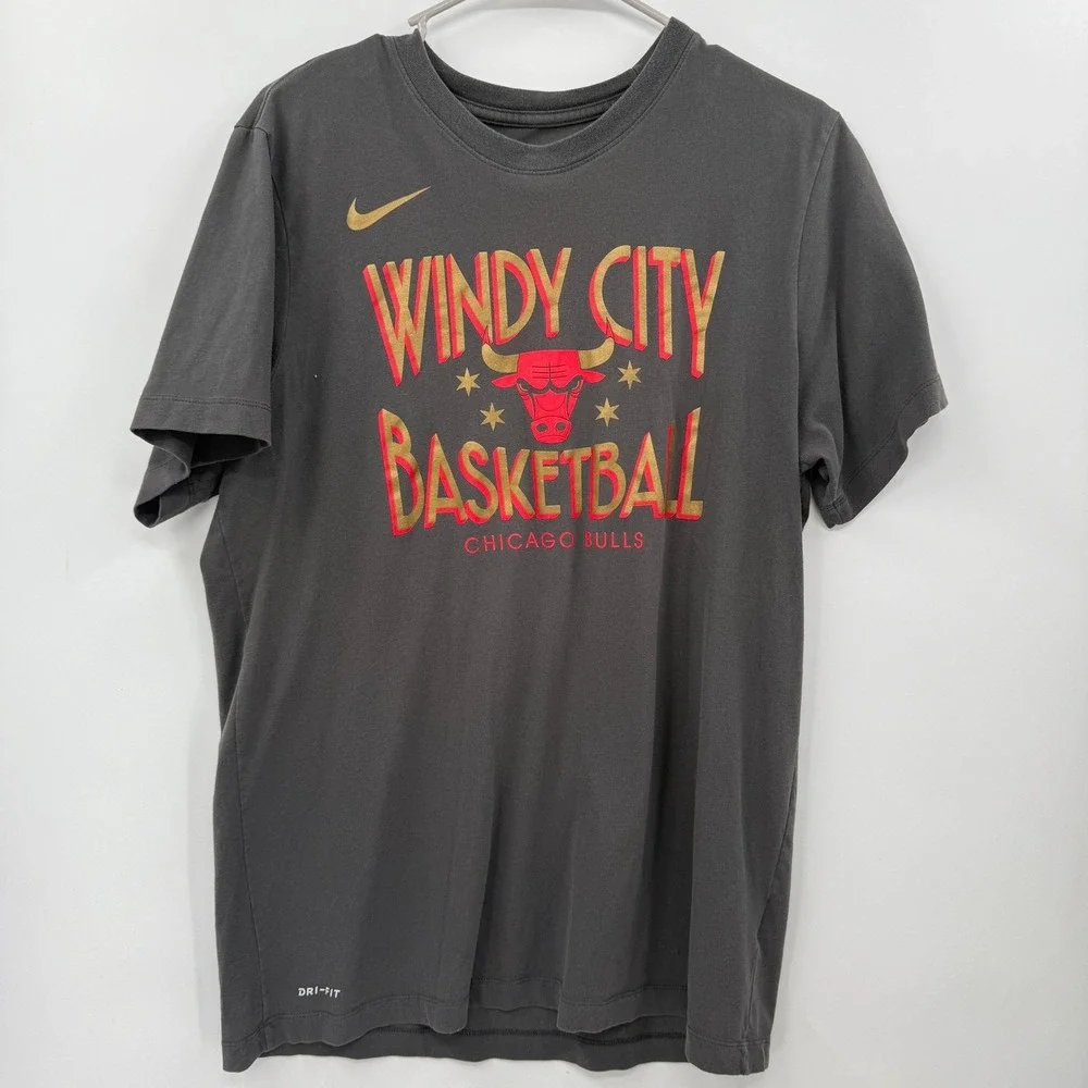 Nike‎ Chicago Bulls NBA Windy City Basketball Dri-FIT T-Shirt Mens L